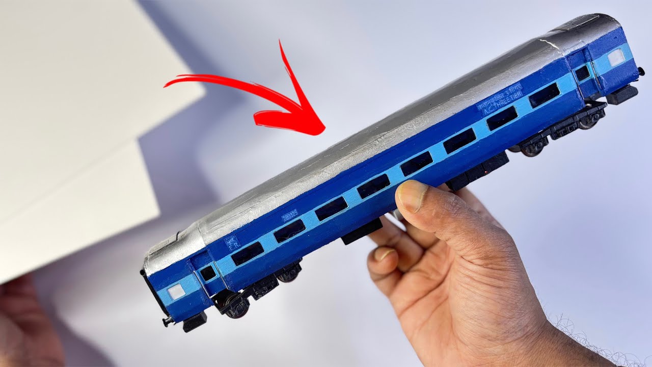 Hand Made ICF COACH A.C. THREE TIER from Cardboard | 1:87 scale Model | INDIAN MODEL TRAIN by Akash