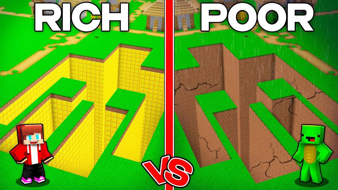 Mikey & JJ POOR vs RICH Golem DEEP Tunnel in Minecraft Animation Maizen