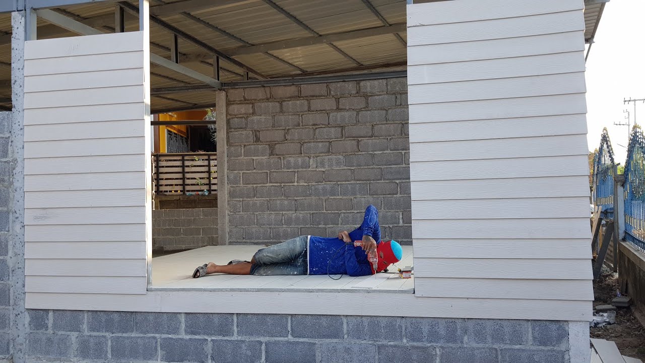 การทำพื้นไม้เทียม ให้สวย สร้างบ้าน ตอนที่5