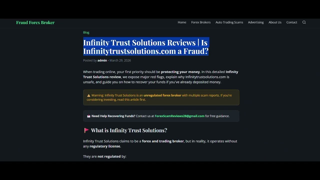 🚨 Infinitytrustsolutions Review 2026 | Scam or Legit? Withdrawal Problems & Complaints