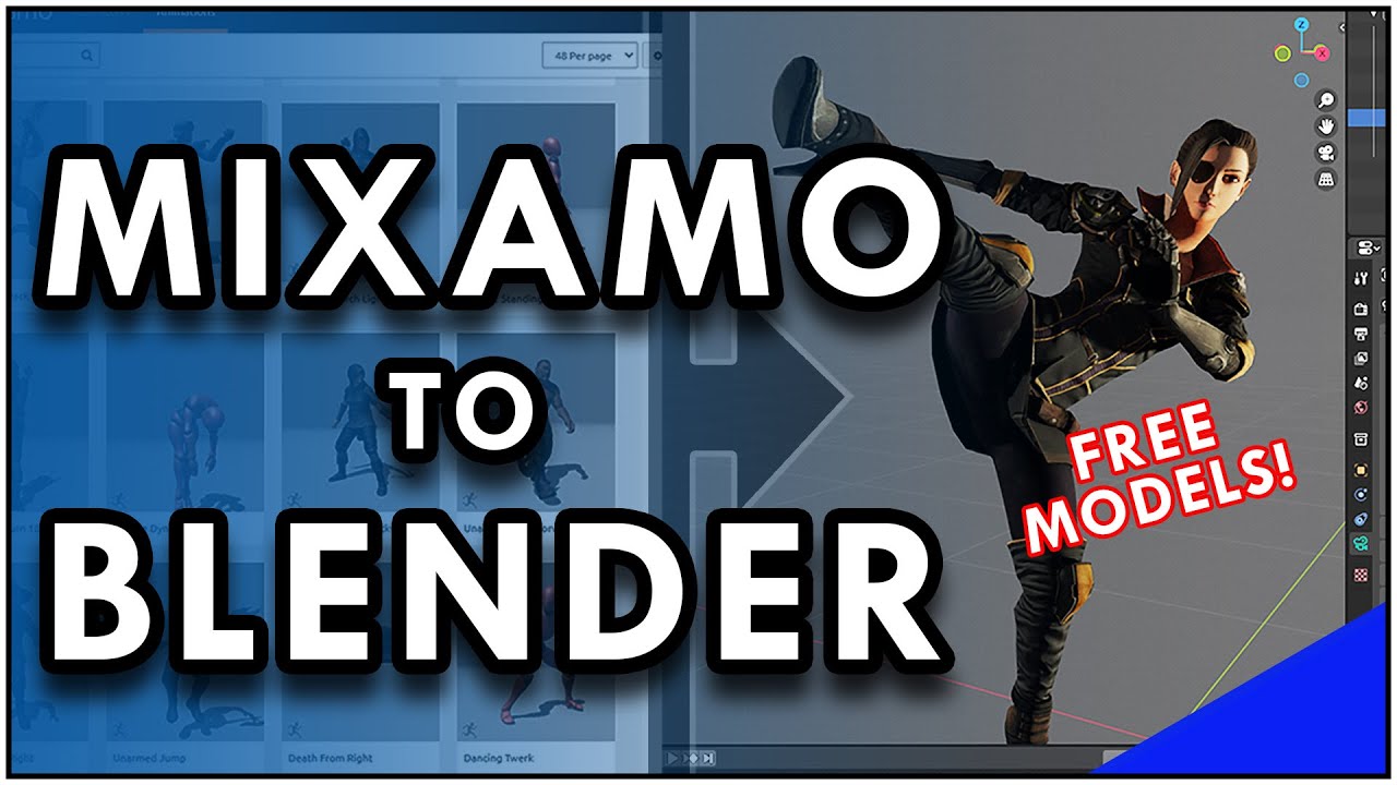 Mixamo to Blender / NLA Editor: как комбинировать анимации - Blender 3.0 Tutorial