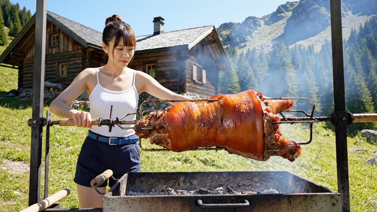 Mountain Life Japan Vlog | A young Japanese woman roasting a 15kg beef leg