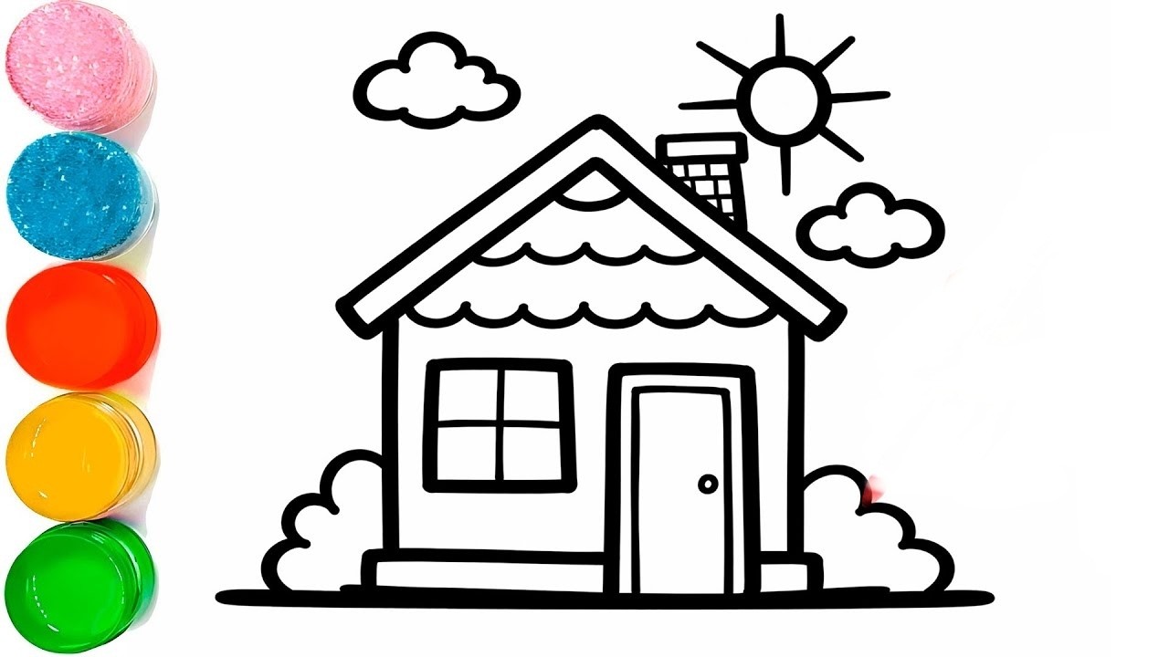 How To Draw a Rainbow House Drawing | Beautiful House Drawing For Kids | Cute House Drawing