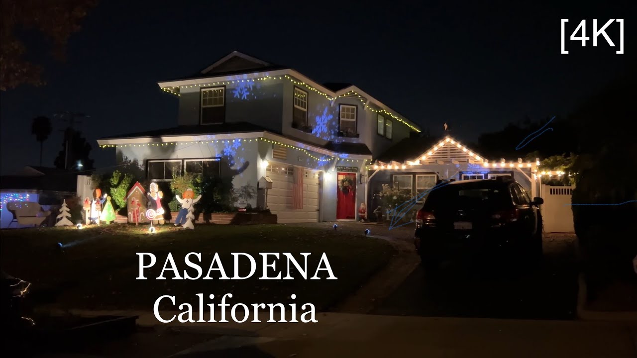 PASADENA Los Angeles California - Christmas driving tour [4K]