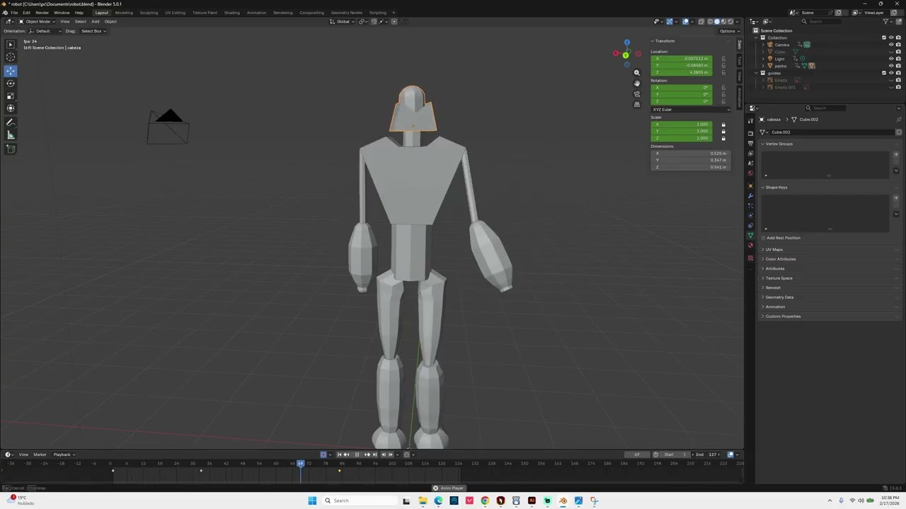 animación robot articulaciones