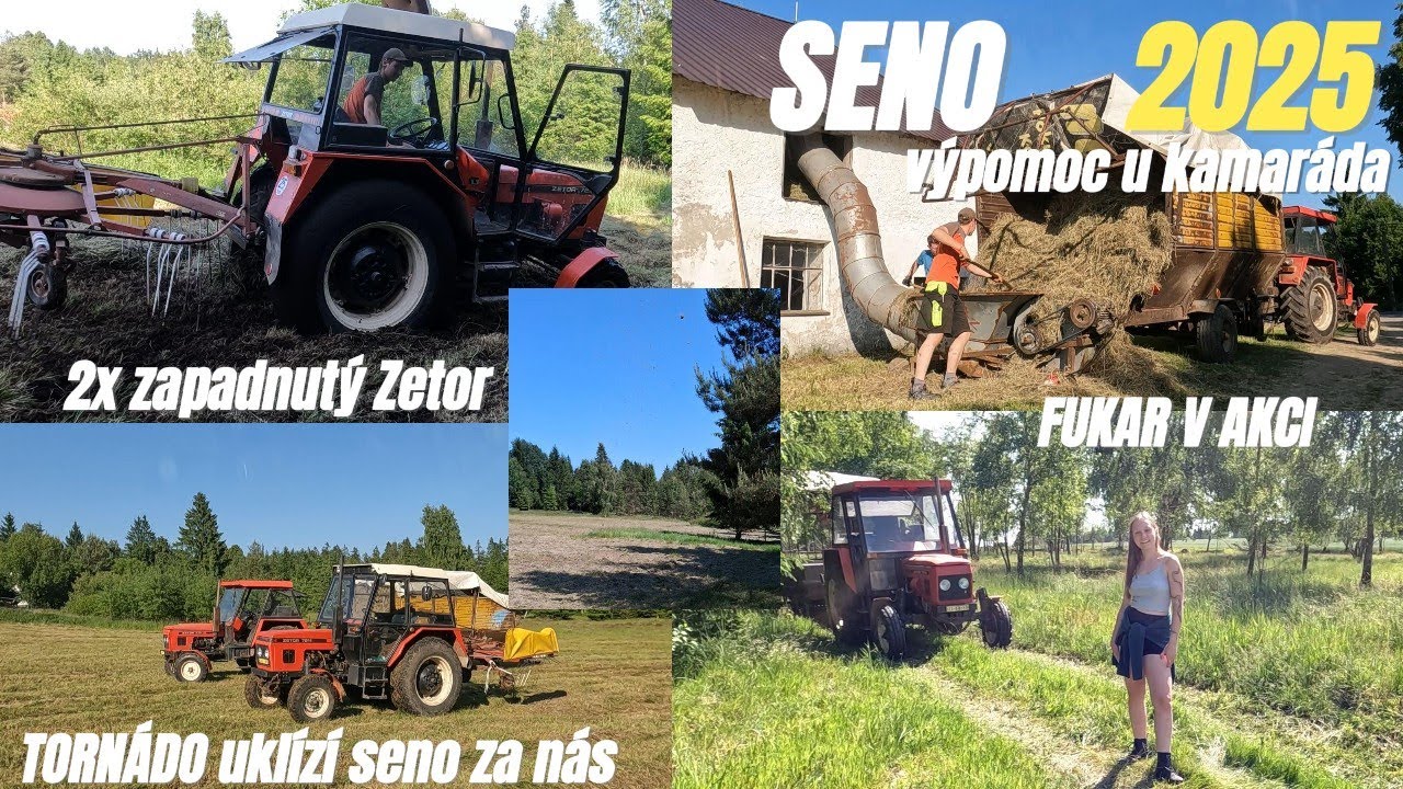 Nahrnování a sbírání sena + foukání fukarem na půdu II Zetor 7211 II Zetor 7011