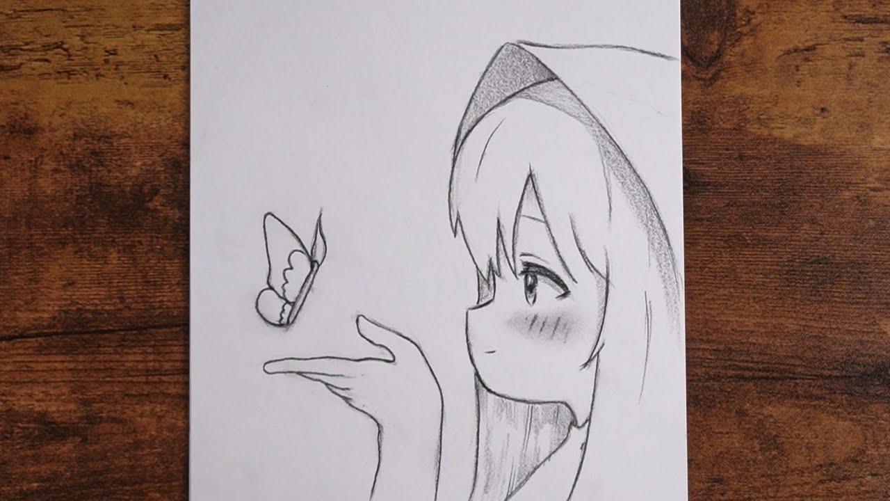 Easy beautiful Anime Drawing step by step | How to draw Anime Girl with Butterfly