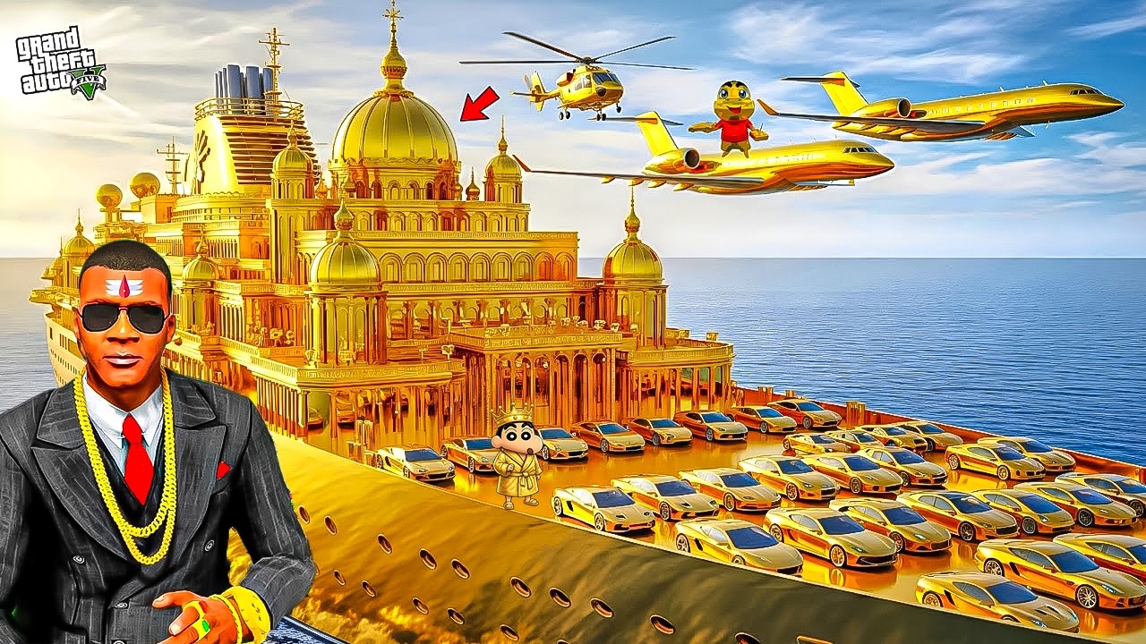 Franklin Become TRILLIONAIRE! Diamond & Gold Ship Life in GTA 5 in Telugu | SHINCHAN and CHOP
