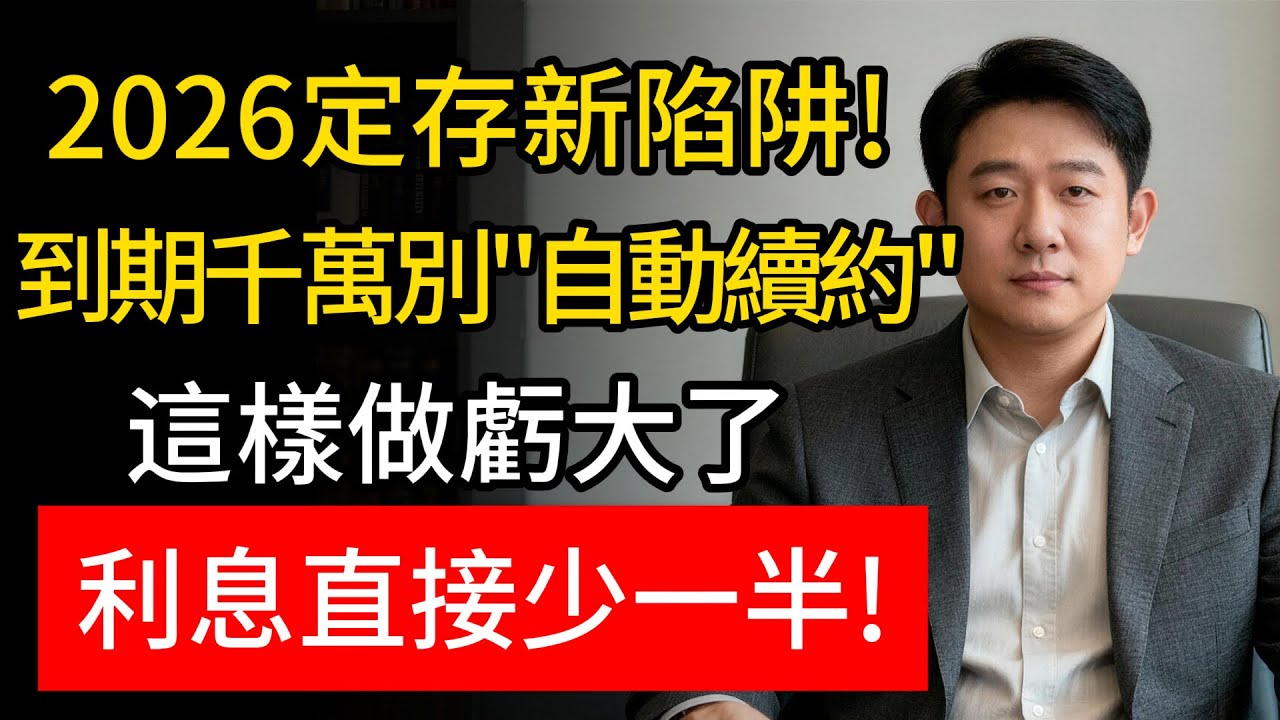 2026定存巨坑预警！到期默認轉存“低利陷阱”！理財顧問疾呼：忽略這關鍵，你的利息恐被無聲蒸發！#銀行定存 #自動續約 #定存陷阱