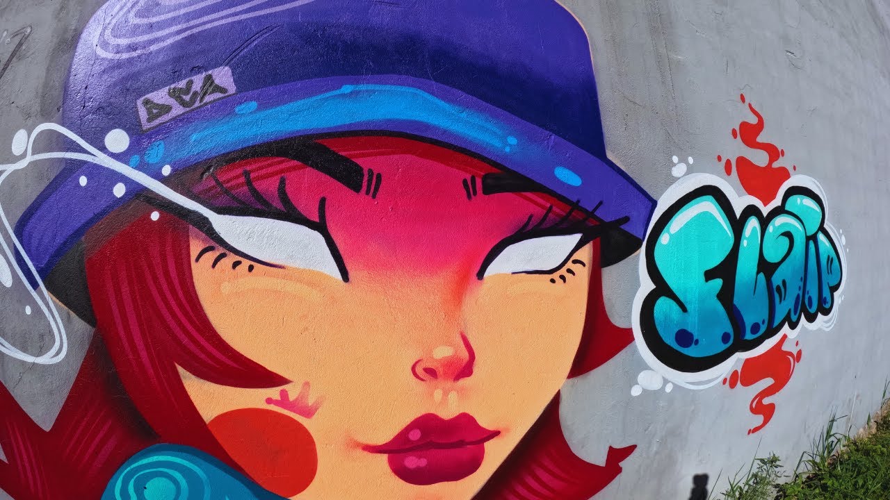 GRAFFITI - FIZ UMA PERSONAGEM E LETRAS COM SPRAY #artederua #graff #tutorialgraffiti