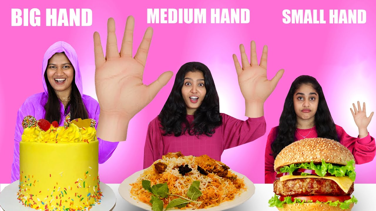 BIG HAND Vs MEDIUM HAND Vs SMALL HAND EATING CHALLENGE 😂| വല്ലാത്തൊരു ഫുഡ് ചലഞ്ച് | PULLOTHI