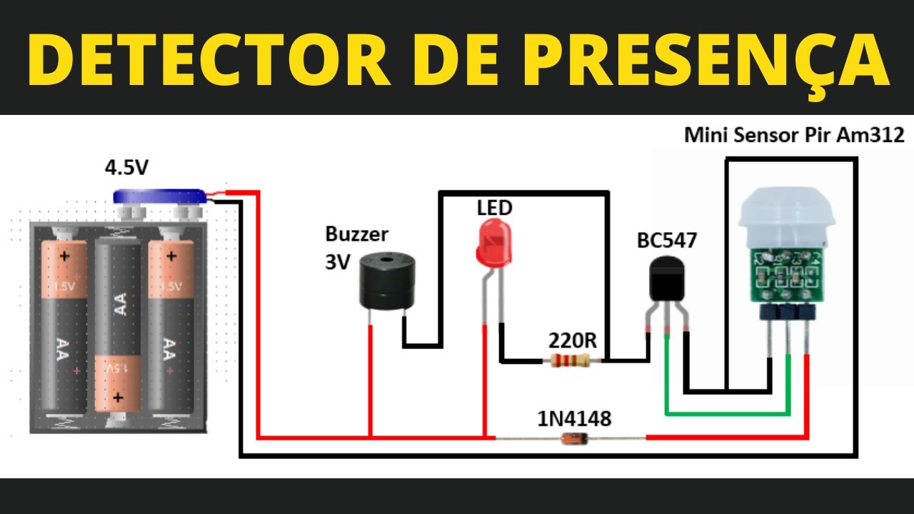 Detector de Presen&ccedil;a Com Mini Sensor Pir Am312