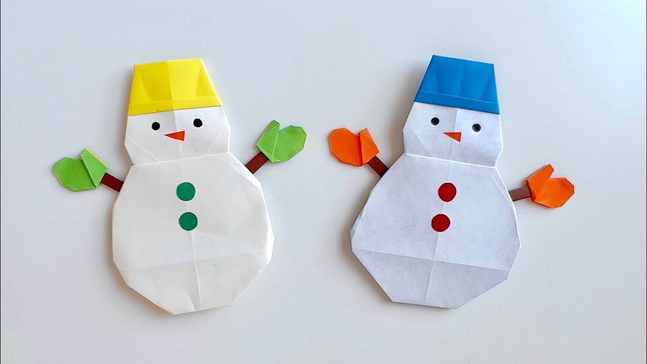 귀여운 눈사람 종이접기☃️겨울 크리스마스 색종이접기