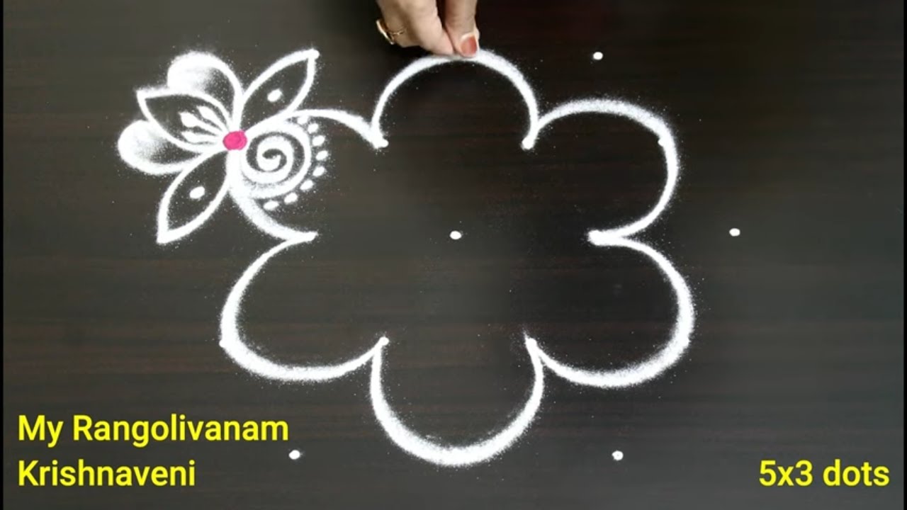 Vinayagar Chaturthi Kolam🌹5x3 dots Vinayaka Chavithi Muggulu🌹My Rangolivanam Krishnaveni
