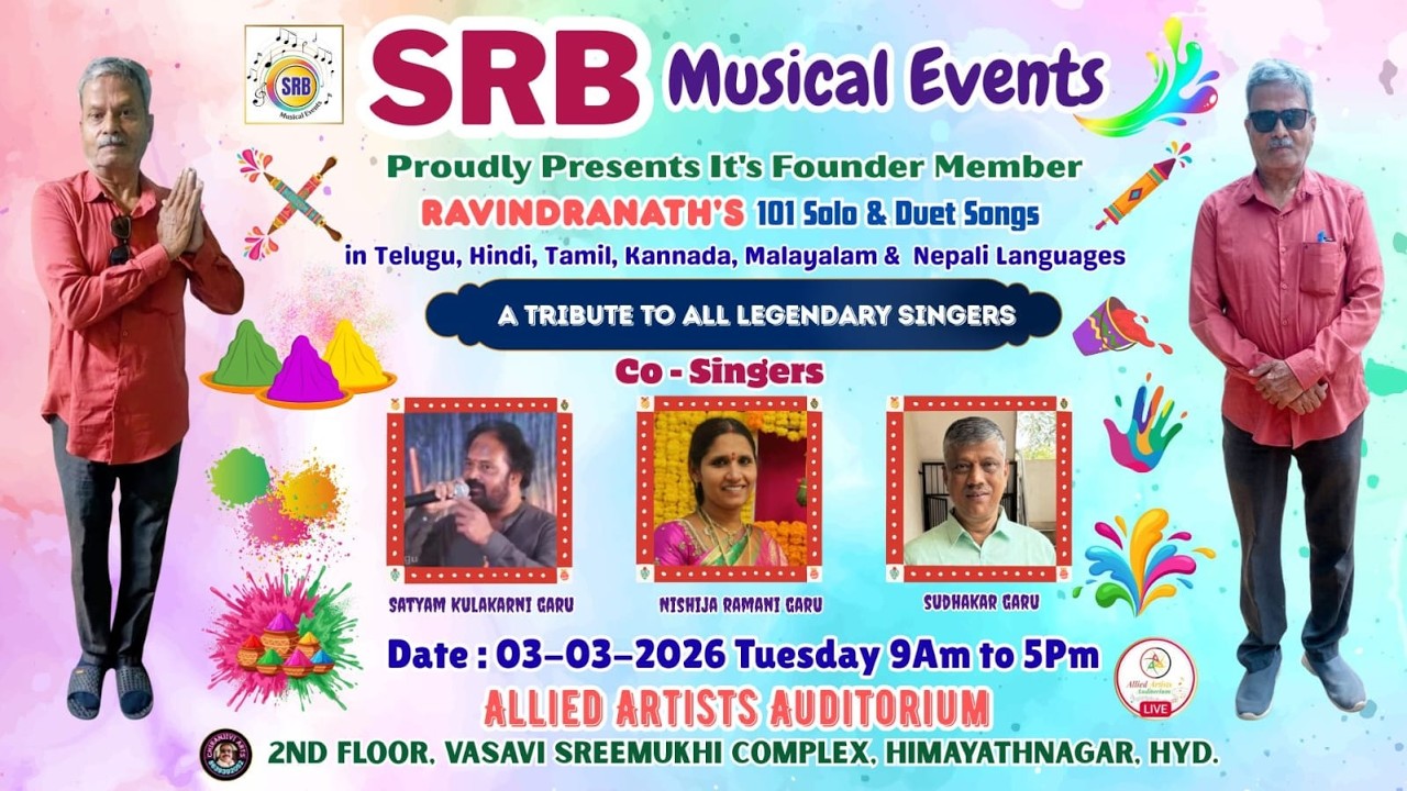 SRB Musical Events | Founder Member RAVINDRANATH'S 101 Solo & Duet Songs | Live