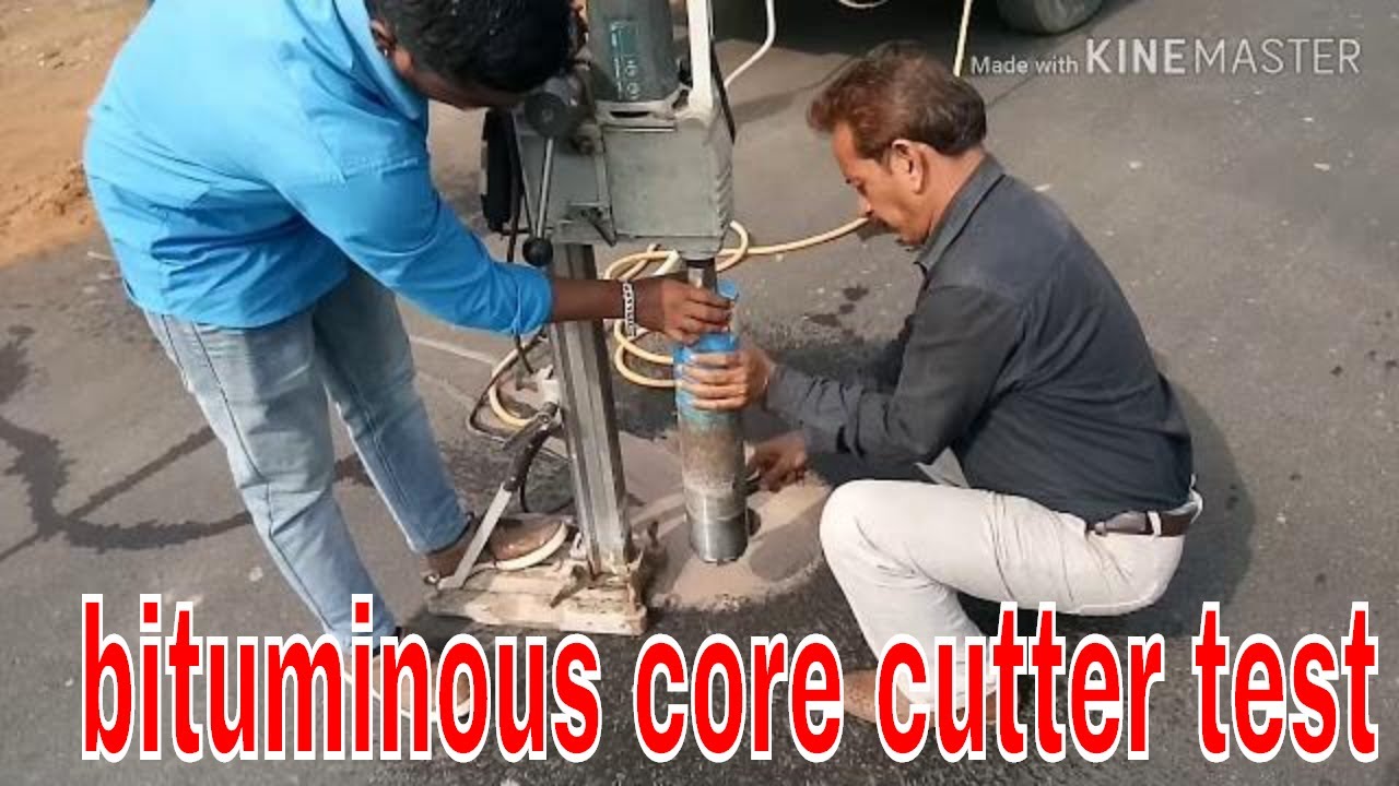 Core cutter method test for bituminous surface by pwd quality control test mobile Van for road const