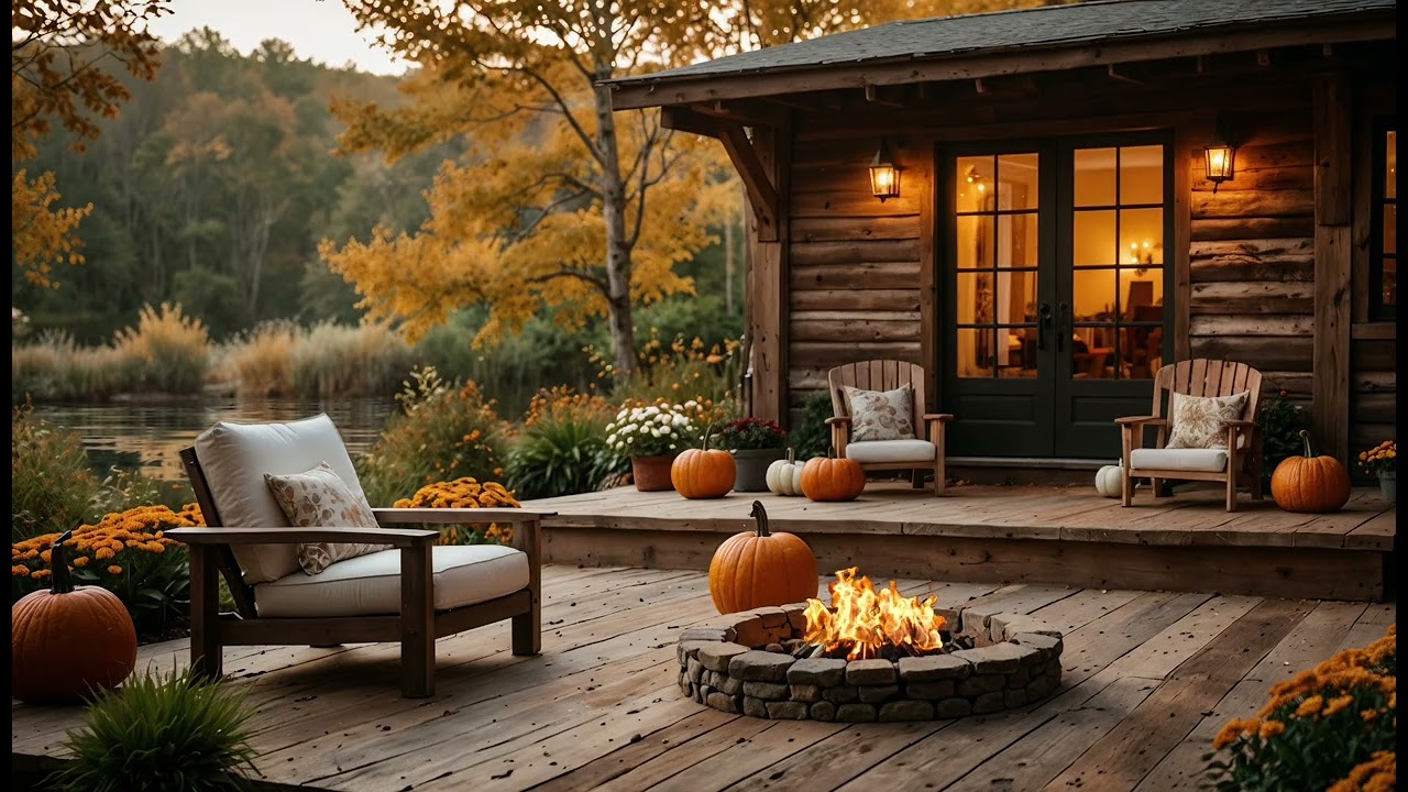 Cozy Fall Evening by the Fire 🔥 Gentle Piano Music & Bonfire Sounds