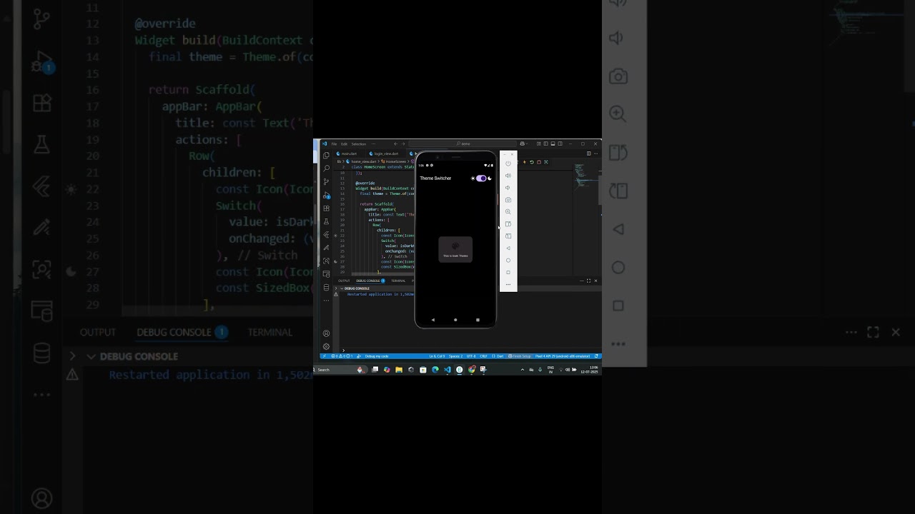 Flutter Light & Dark Theme Switch | Beautiful UI with ThemeMode Explained 🔄🌙🌞 #flutter