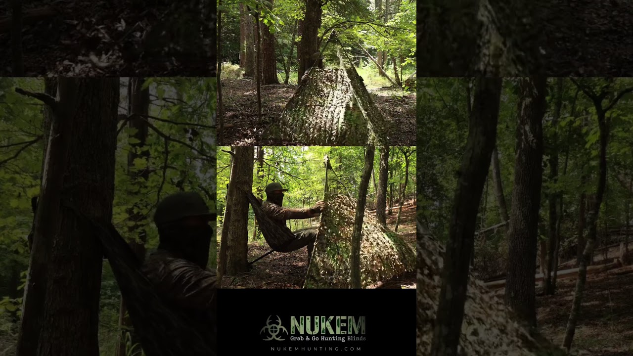 Nukem Grab and Go Hunting Blinds showing in Mossy Oak Obsession 3D Leafy XL