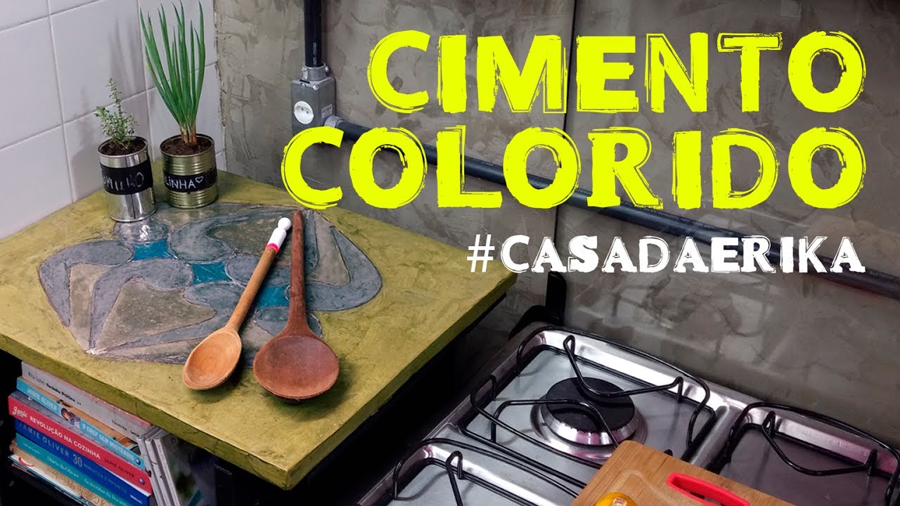 TAMPO DE CIMENTO COLORIDO na COZINHA #casadaErika