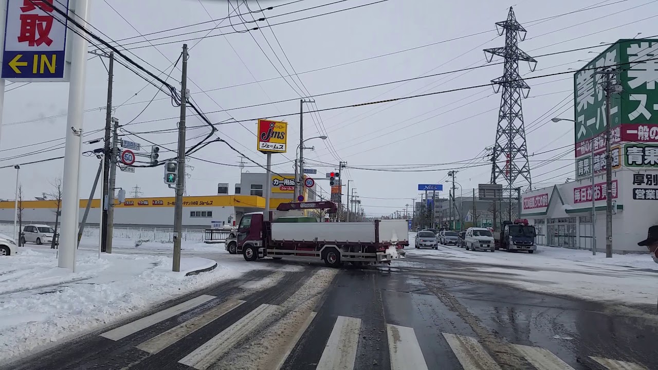 札幌市白石区　新道交差点～厚別通～厚別中央通交差点　ドライブ　2019年12月