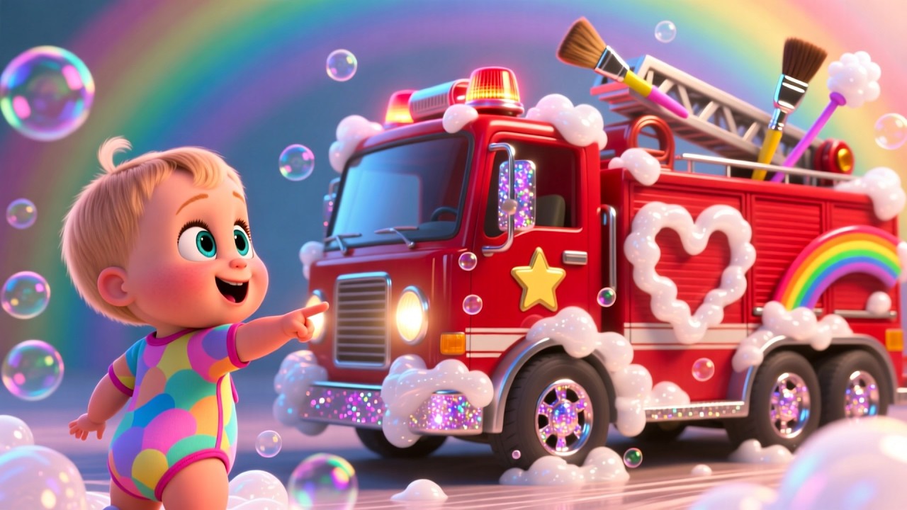 Fire Truck Wash Car Wash Song 🚒🧼 | Fun Kids Song for Toddlers | Playful Vehicle & Learning Rhyme