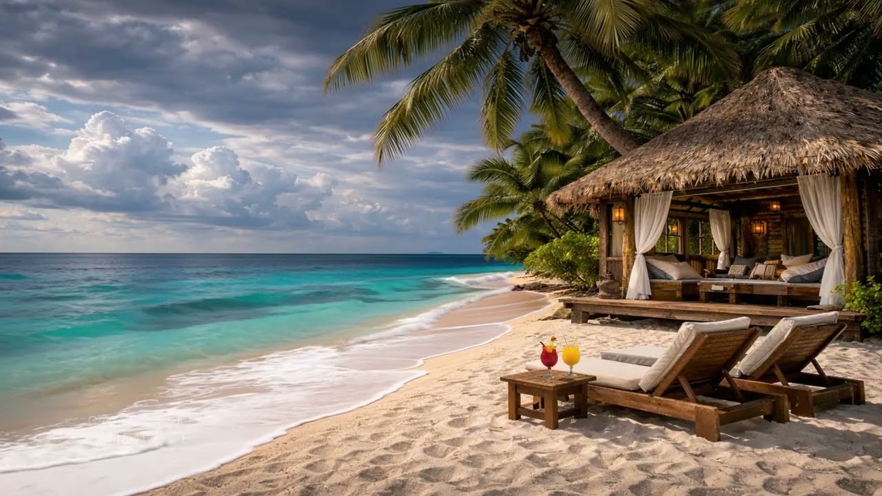 Tropical Beach Waves 8H #46 | Ocean Sounds for Deep Sleep 4K | Lengau Lee