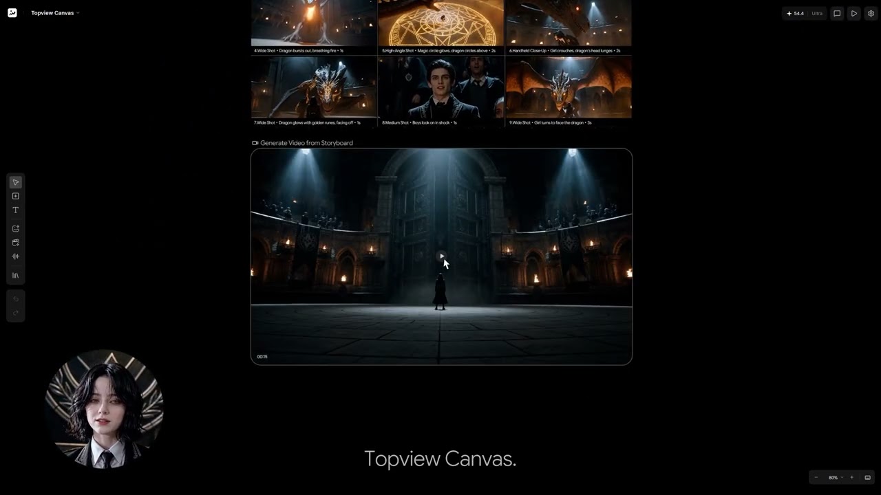 Topview Canvas: бесконечный холст с приоритетом раскадровки для создания AI-видео 🎨