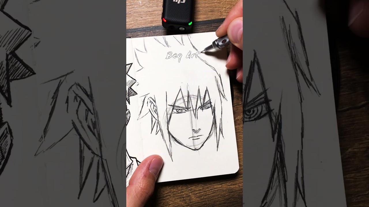 ✍️[ASMR] Drawing SASUKE UCHIHA 🥶🥶 - Naruto Shippuden #asmr #shorts #satisfying