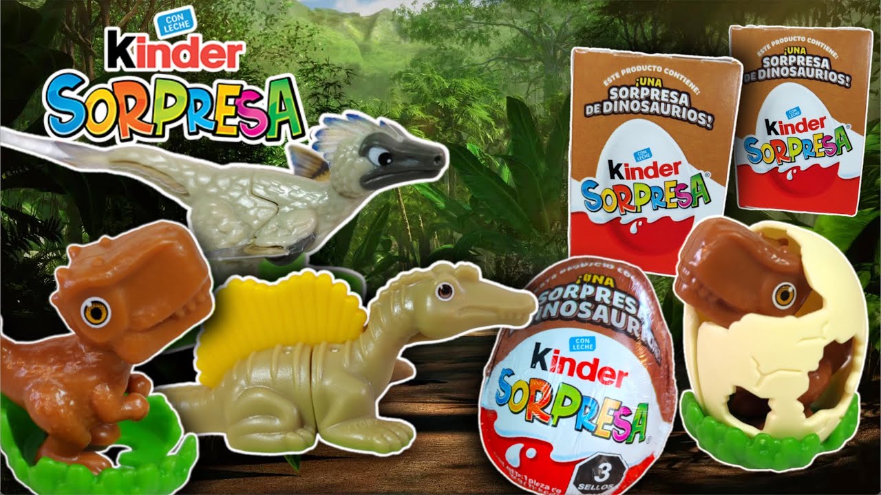 Abrimos Huevitos Kinder Sorpresa de DINOSAURIOS | Spinosaurus, Velociraptor y T. Rex