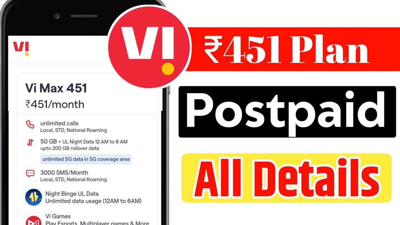 Vi Postpaid Recharge ₹451 All Details 🔥 | Vodafone Idea Plan ₹451
