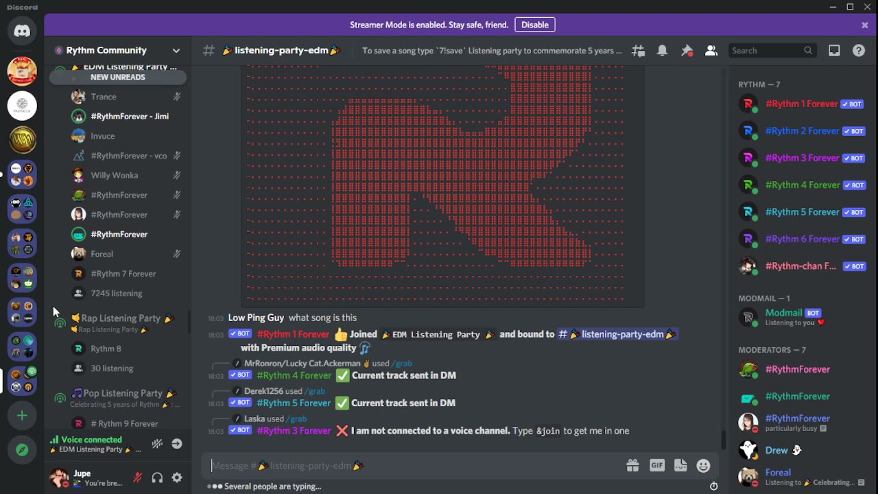 Last minutes of Rythm Bot Discord Listening Party