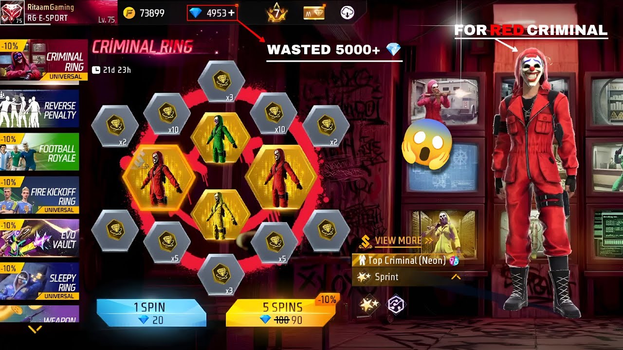 Criminal Bundle New Ring Event Spin || Criminal Ring Event Spin Trick || Red Criminal Universal Ring
