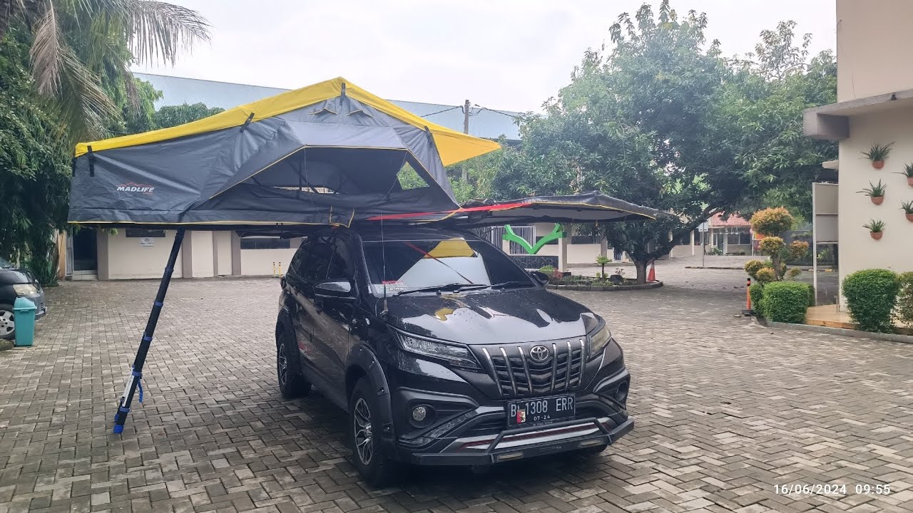 Aplikasi Madlife Roof Top Tent 4P Pro dan awning 270 pada Toyota All New Rush