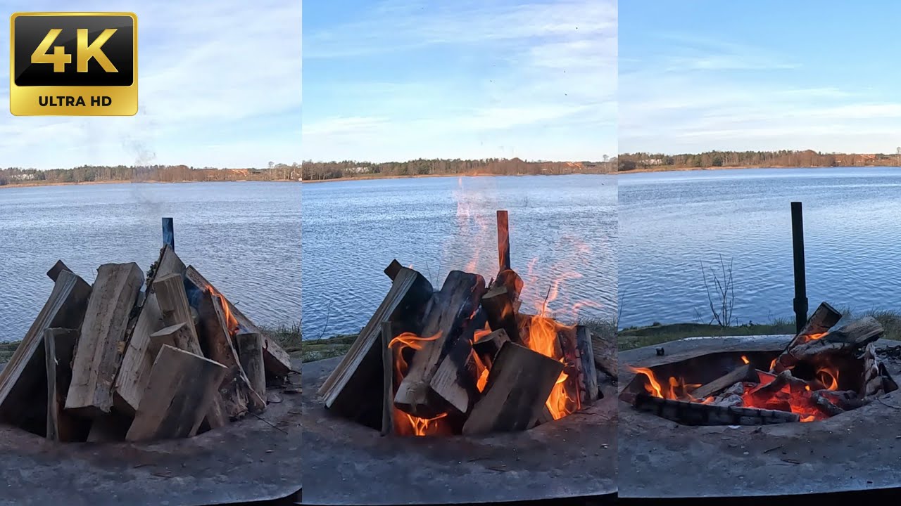 Calming Forest Fire by a Peaceful Lake – Real Crackling Sounds for Deep Sleep & Relaxation