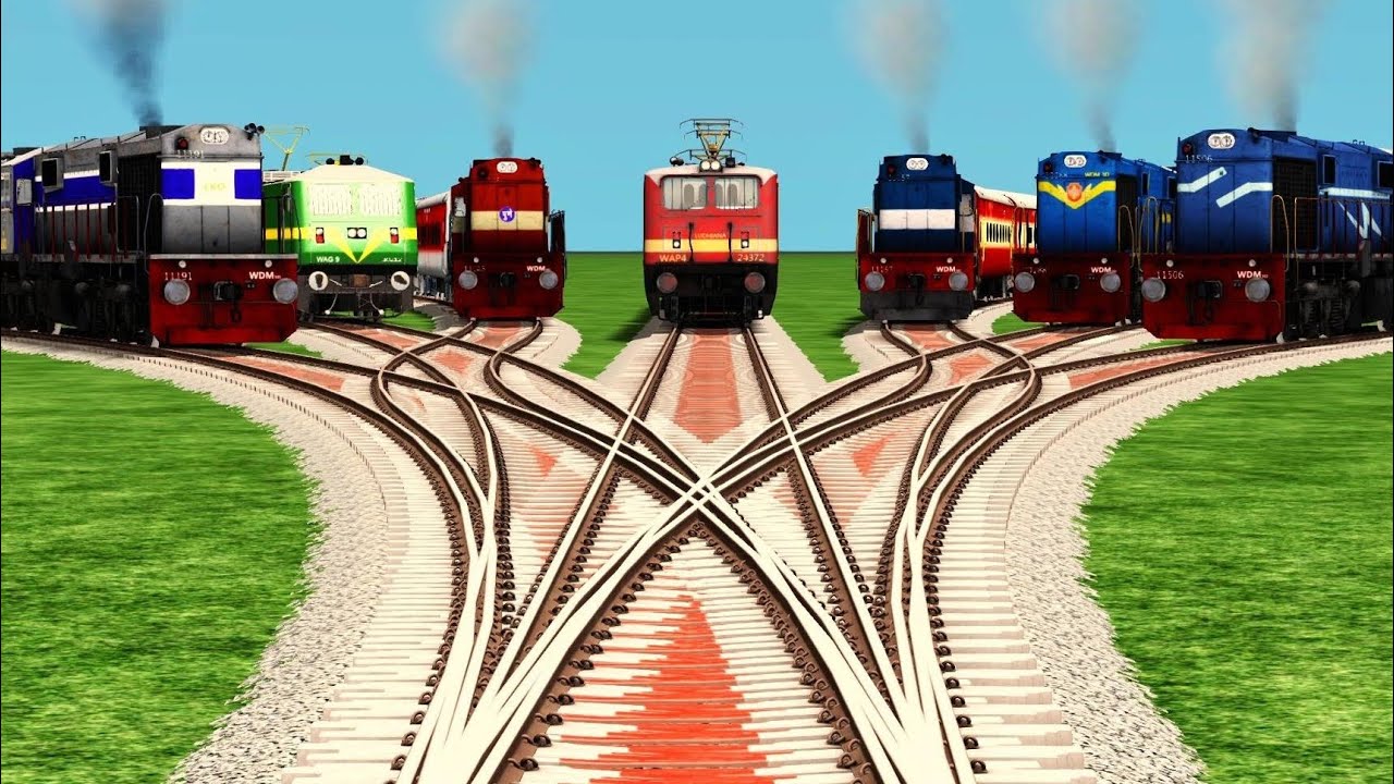 7 Train Railroad Tracks ll Railroad Run To New Dengaras Track ll train simulator game ll train video