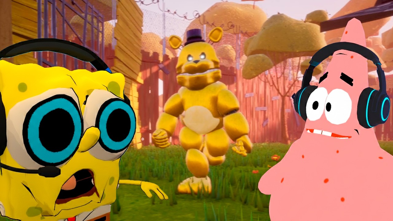 SpongeBob and Patrick plays - HELLO NEIGHBOR Fredbear Mod ACT 2