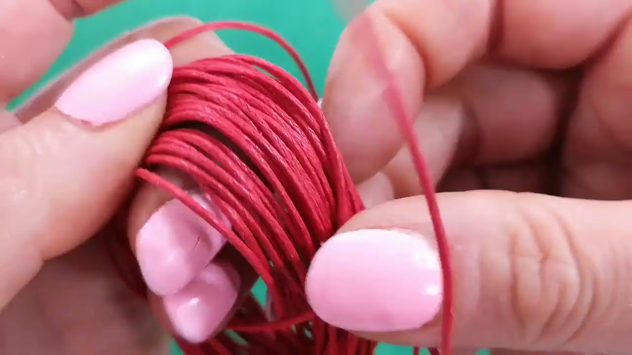Red Waxed Cotton String Cord 5M Continuous Length 0.8mm Thick