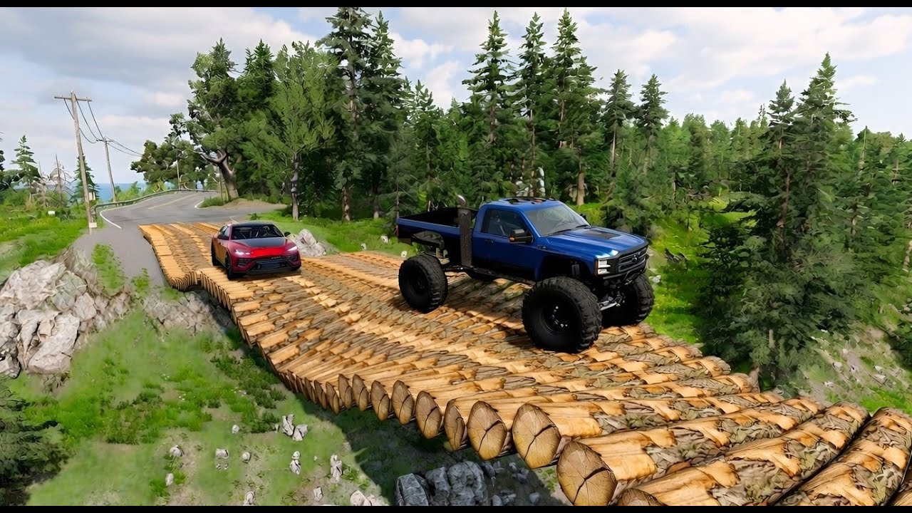 Can Any Car Survive the Impossible Log Bridge?! 🤯 | BeamNG Drive