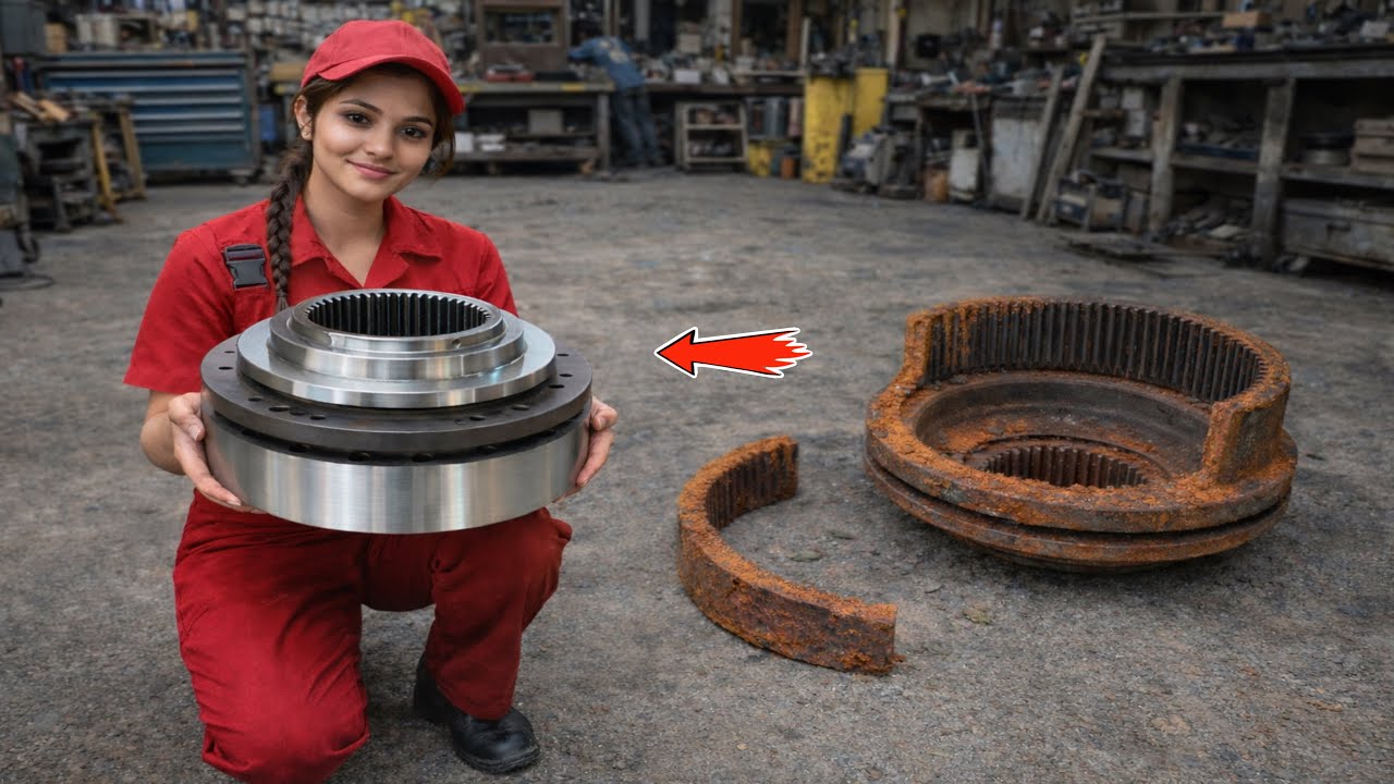 Excavator Wheel Hub Broken in Pieces | Complete Repair and Rebuild Process in Workshop