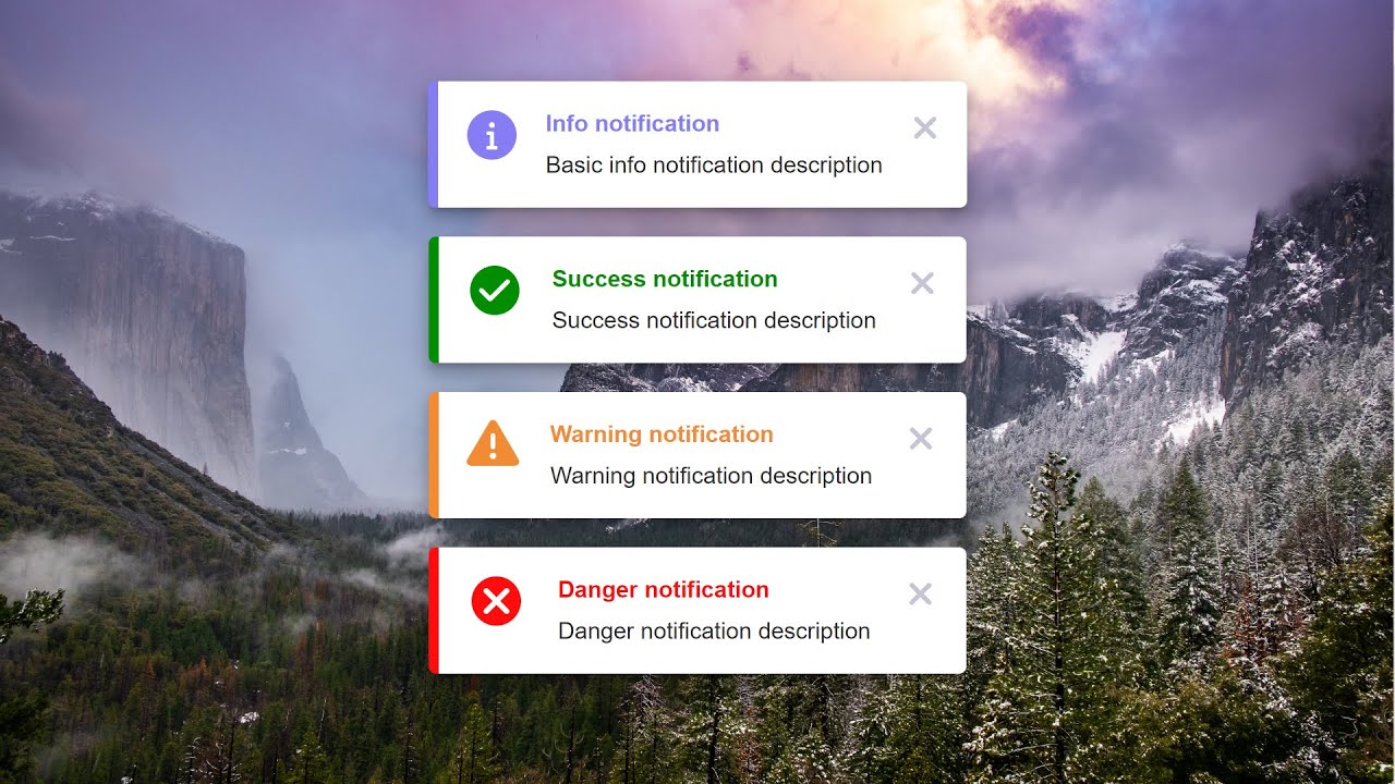 Classy Toast Notifications with Colorful Icons (HTML & CSS)