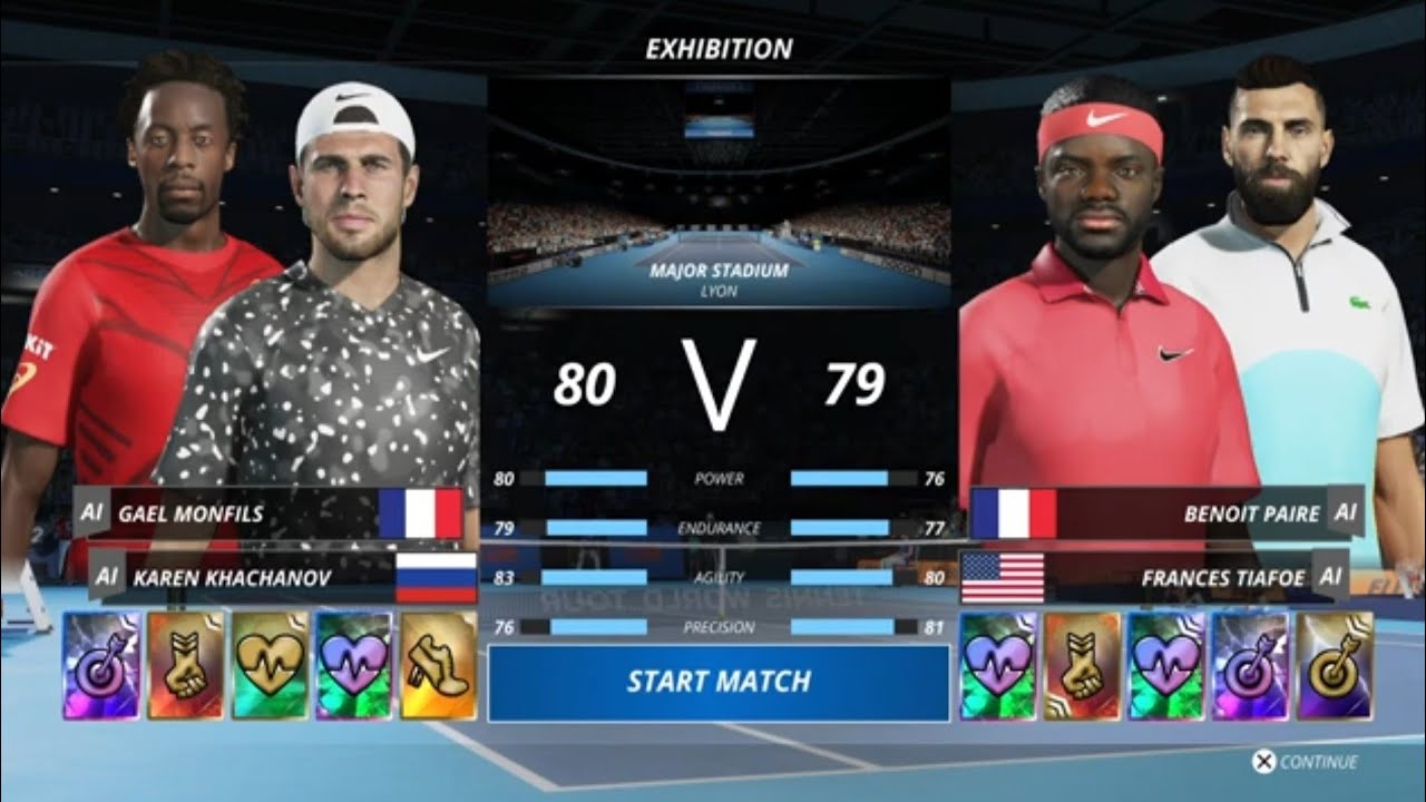 Tennis World Tour 2 Gael monfis & Karen Khachanov VS Benoit Paire & Frances Tiafoe