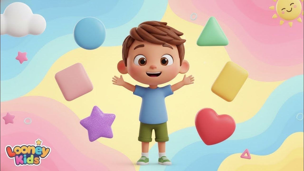 Shapes Song for Kids | Learn Colors & Shapes | Fun 3D Nursery Rhyme | Looney Kids