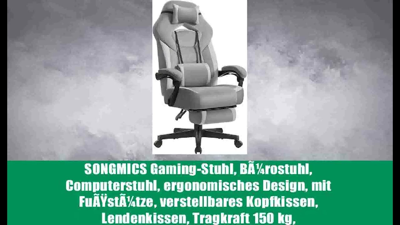SONGMICS Gaming-Stuhl, BÃ¼rostuhl, Computerstuhl, ergonomisches Design, mit FuÃŸstÃ¼tze,