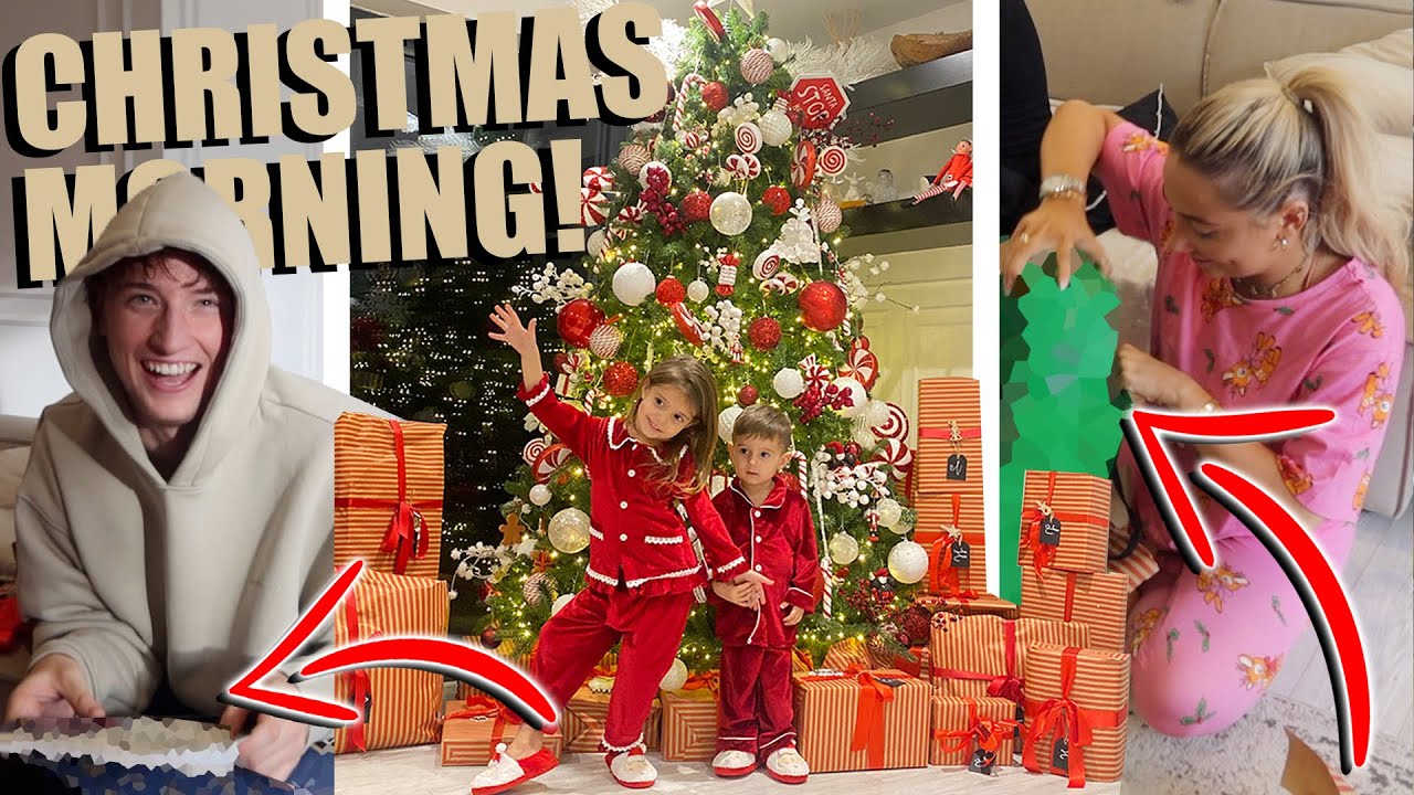 CHRISTMAS MORNING OPENING PRESENTS WITH OUR FAMILY! + WHAT WE GOT MY FAMILY!!