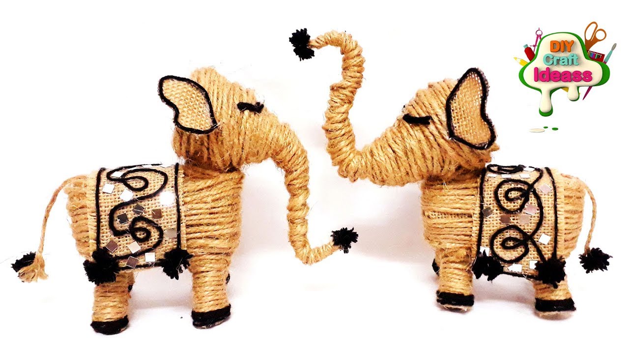 Elephant making with jute and plastic bottle crafts | Home Decoration using Jute | Jute Craft Idea
