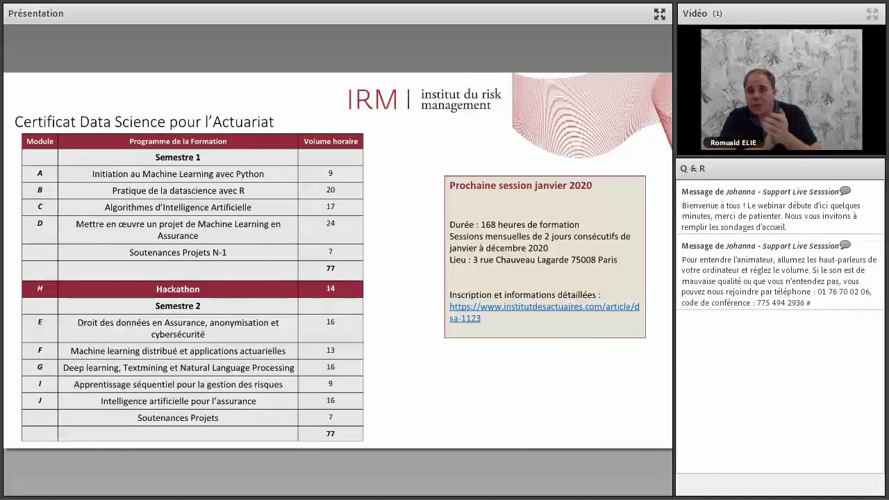 Formation Data Science pour l'Actuariat_Webinar d&rsquo;information_replay 03_10_19
