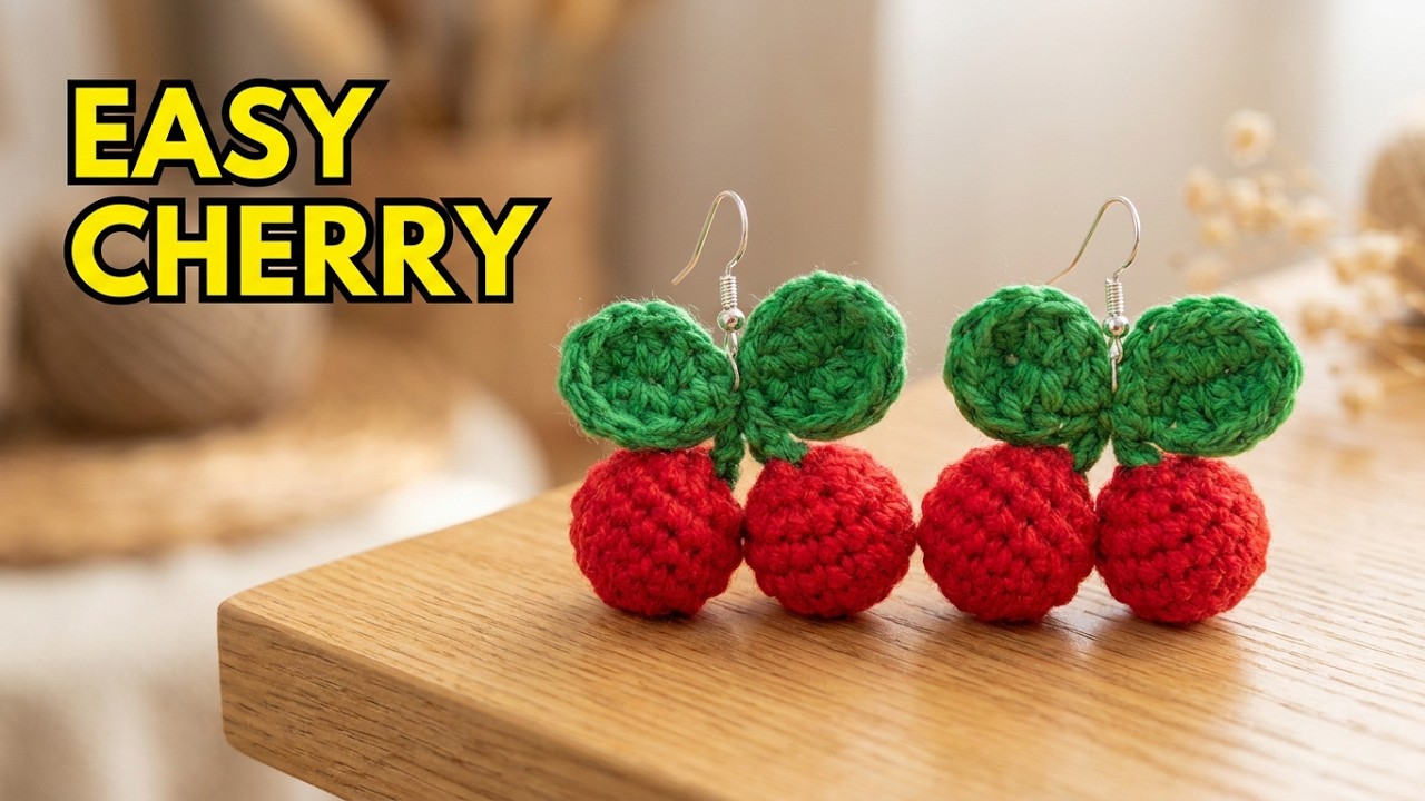 🍒 Cómo hacer unos Aretes de Cerezas a Crochet | Tutorial Paso a Paso | Idea para Regalar o Vender 🍒