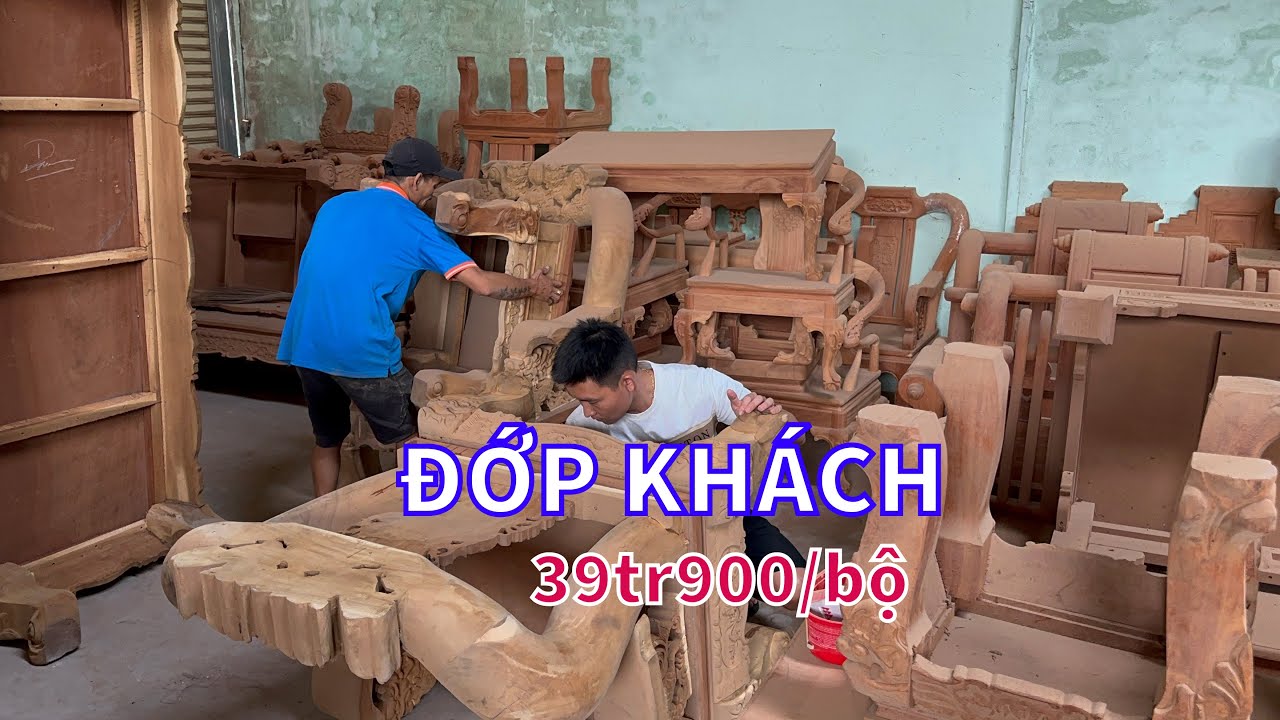 Khách ghé Mua Tận Xưởng MỘC NỘI THẤT và bộ bàn ghế gỗ tràm bông vàng rừng tay 16 đẹp
