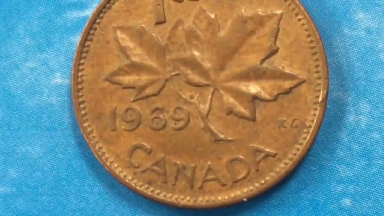 Canada 1 Cent Maple Leaf Coins - 1968 and 1969